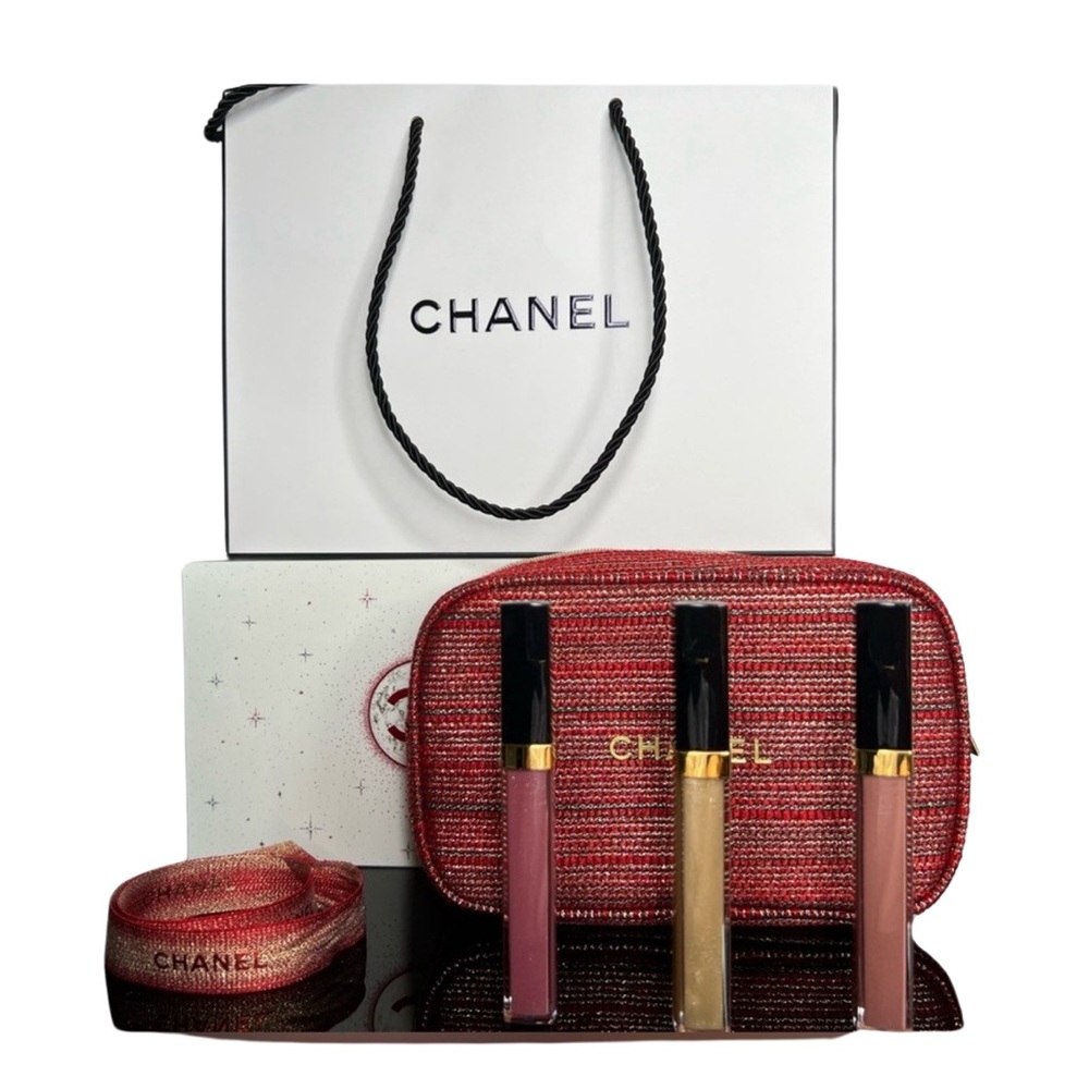 CHANEL GIFT SET 3 Sheer Genius Lipgloss Trio Purse Glossimer Rouge All Inclusive